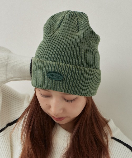 Dickies（ディッキーズ）の「Dickies/ディッキーズ DK EX CIHCLE LOGO PIGMENT KNIT WATCH ピグメント加工 ロゴ ヴィンテージ ニットビーニー（ニットキャップ/ビーニー・メンズ・ブラック/ブラウン/レッド/ブルー/グリーン・FREE）」の3枚目の写真