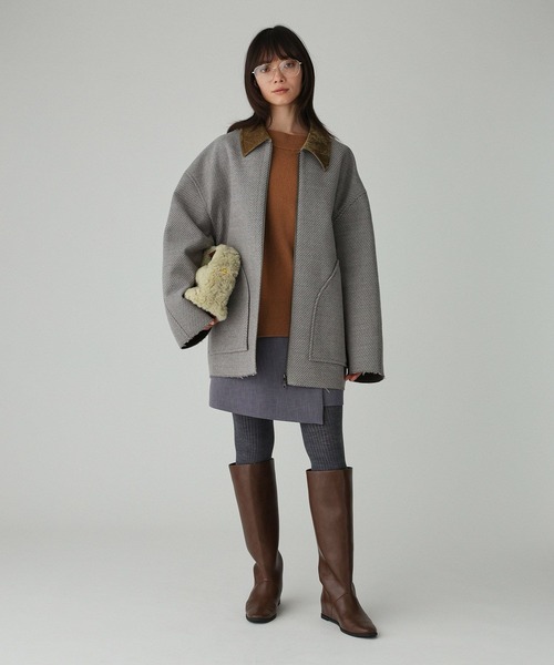 BABYLONE（バビロン）の「カルゼボンディングコート（ブルゾン・レディース・グレー/ブラック・フリー）」の6枚目の写真