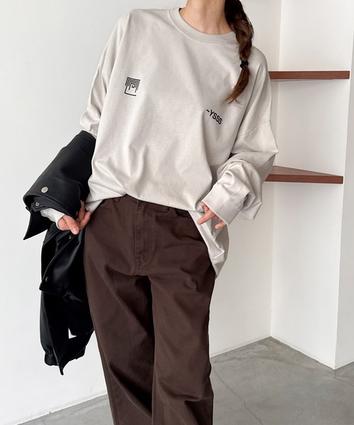 CANAL JEAN(キャナルジーン)の「Twelve12 -YSSS ビッグロングTシャツ(Tシャツ/カットソー・レディース・ヘザーグレー/ネイビー/ブラック・MEDIUM/LARGE)」の2枚目の写真