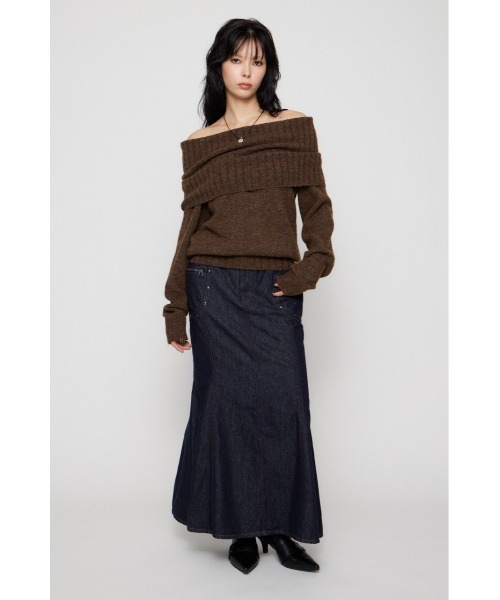 LAGUA GEM（ラグアジェム）の「LOOSEY KNIT オフショルダー（ニット/セーター・レディース・アイボリー/ブラック/杢グレー/ブラウン・FREE）」の7枚目の写真