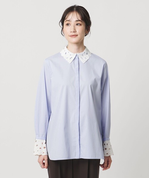 UNITED ARROWS（ユナイテッドアローズ）の「エンブロイダリー カラー シャツ ‐ウォッシャブル‐（シャツ/ブラウス・レディース・オフホワイト/ライトブルー/ネイビー・FREE）」の15枚目の写真