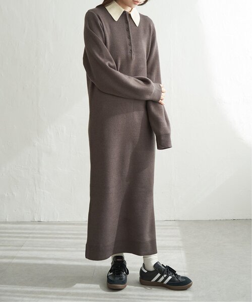 VENCEEXCHANGE（ヴァンスエクスチェンジ）の「クールクール配色ポロニットワンピース（ワンピース・レディース・ネイビー/チャコール/アイボリー/ブラック・FREE）」の8枚目の写真