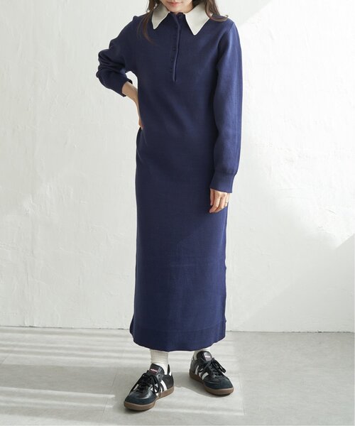 セール】クールクール配色ポロニットワンピース（ワンピース