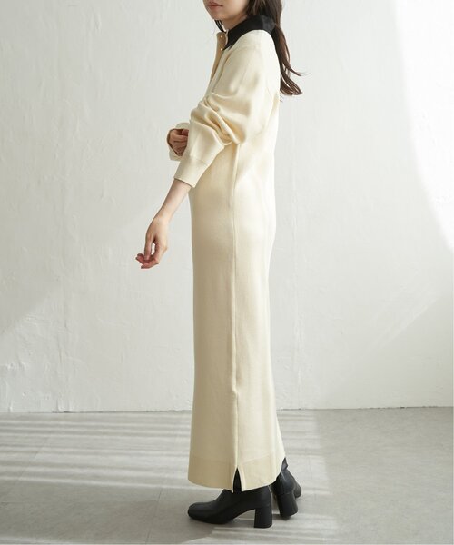 VENCEEXCHANGE（ヴァンスエクスチェンジ）の「クールクール配色ポロニットワンピース（ワンピース・レディース・ネイビー/チャコール/アイボリー/ブラック・FREE）」の17枚目の写真