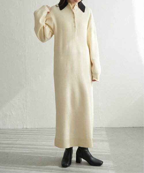 VENCEEXCHANGE（ヴァンスエクスチェンジ）の「クールクール配色ポロニットワンピース（ワンピース・レディース・ネイビー/チャコール/アイボリー/ブラック・FREE）」の19枚目の写真