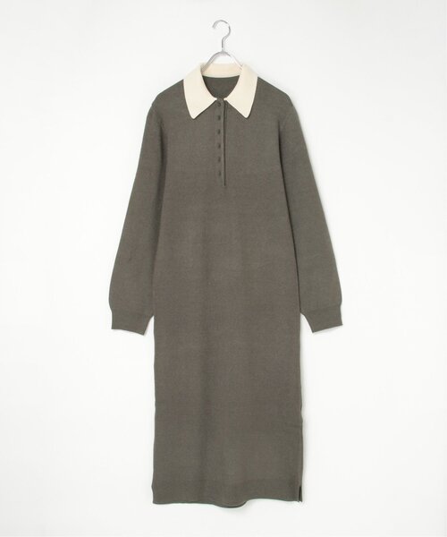 VENCEEXCHANGE（ヴァンスエクスチェンジ）の「クールクール配色ポロニットワンピース（ワンピース・レディース・ネイビー/チャコール/アイボリー/ブラック・FREE）」の20枚目の写真