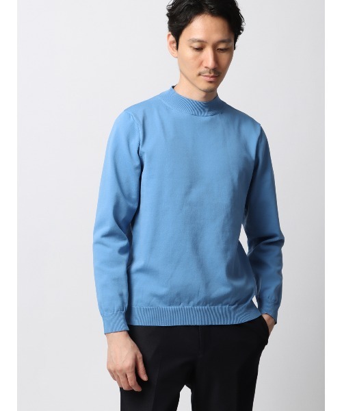 最高ニット モックネックニット 長袖 ウォッシャブル メランジ