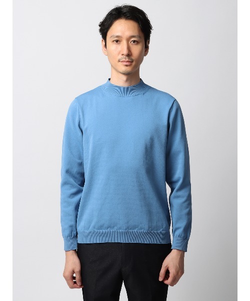 SUIT SQUARE（スーツスクエア）の「最高ニット モックネックニット 長袖 ウォッシャブル メランジポリエステル 無地（ニット/セーター・メンズ・ホワイト系/ブラック系/ブルー系・S/M/L/LL）」の19枚目の写真