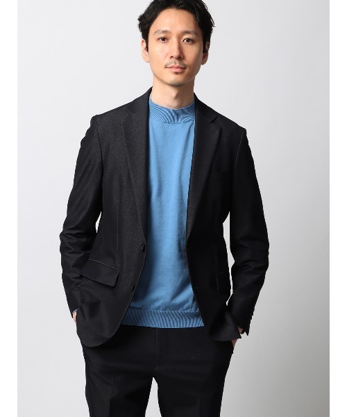 SUIT SQUARE（スーツスクエア）の「最高ニット モックネックニット 長袖 ウォッシャブル メランジポリエステル 無地（ニット/セーター・メンズ・ホワイト系/ブラック系/ブルー系・S/M/L/LL）」の6枚目の写真