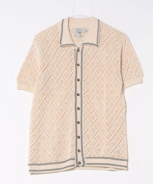 DESIGNWORKS(デザインワークス)の「【RAFFA MOLINA/ラッファ モリーナ】 ニット半袖シャツ TRAVO(カーディガン/ボレロ・メンズ・ホワイト系その他・46)」の1枚目の写真