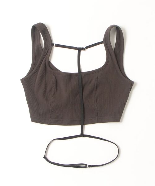 JOHN LAWRENCE SULLIVAN（ジョンローレンスサリバン）の「CUT OUT LAYERED RIB TOP（Tシャツ/カットソー・レディース・ブラウン・ONE SIZE）」の4枚目の写真