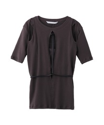 JOHN LAWRENCE SULLIVAN | CUT OUT LAYERED RIB TOP(Tシャツ/カットソー)