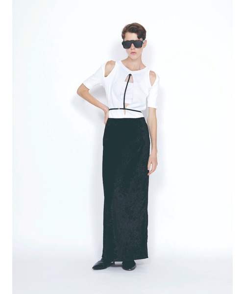 JOHN LAWRENCE SULLIVAN（ジョンローレンスサリバン）の「CUT OUT LAYERED RIB TOP（Tシャツ/カットソー・レディース・ブラウン・ONE SIZE）」の2枚目の写真