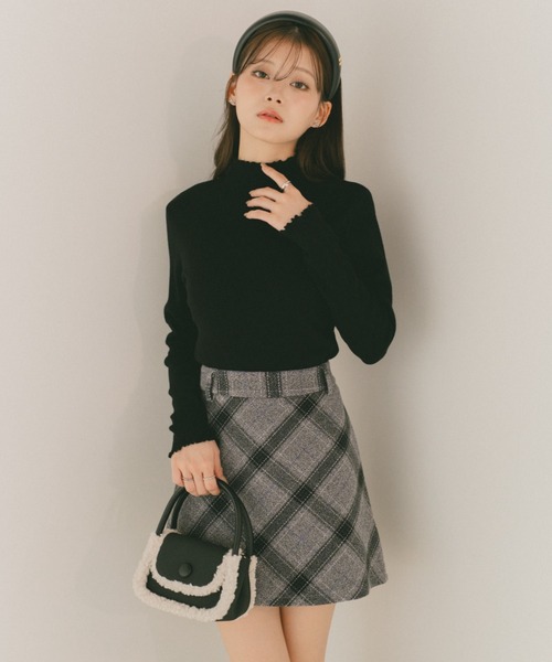 VANNIE U（ヴァニーユー）の「ボックスチェックミニスカート（スカート・レディース・イエロー/ネイビー・FREE）」の3枚目の写真