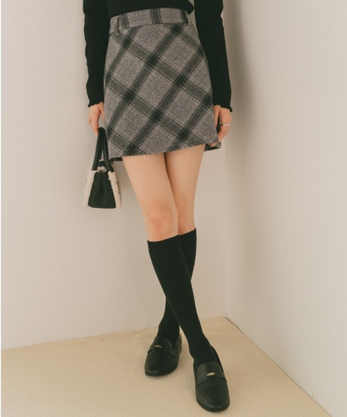 VANNIE U（ヴァニーユー）の「ボックスチェックミニスカート（スカート・レディース・イエロー/ネイビー・FREE）」の5枚目の写真