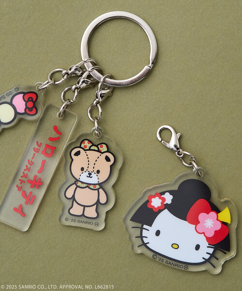 FREAK'S STORE(フリークスストア)の「SANRIO/サンリオ 着物”HELLO KITTY” アクリルキーホルダー(キーケース/キーアクセサリー・レディース・レッド/グリーン・ONE SIZE)」の6枚目の写真