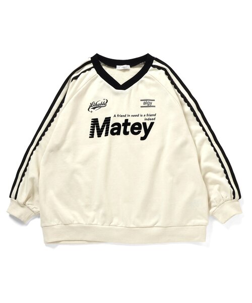 algy（アルジー）の「袖レースBIGゲームトレーナー（スウェット・キッズ・ピンク/ブラック/アイボリー・XX-SMALL/X-SMALL/MEDIUM/SMALL）」の2枚目の写真