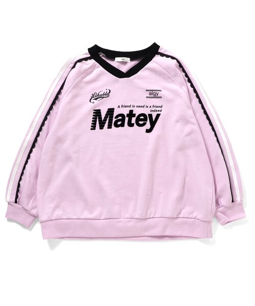 algy（アルジー）の「袖レースBIGゲームトレーナー（スウェット・キッズ・ピンク/ブラック/アイボリー・XX-SMALL/X-SMALL/MEDIUM/SMALL）」の4枚目の写真