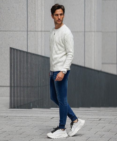 SOMEDIFF（サムディフ）の「【SOMEDIFF】 7GG変わり編みニット メンズ セーター クルーネック Vネック ショールカラー アクリル 春服 冬服（ニット/セーター・メンズ・ホワイト/ブラック/ブルー/ブラック系その他/ブラウン/ブラック系その他2/ネイビー/カーキ/ブラウン系その他・M/L/XL）」の16枚目の写真