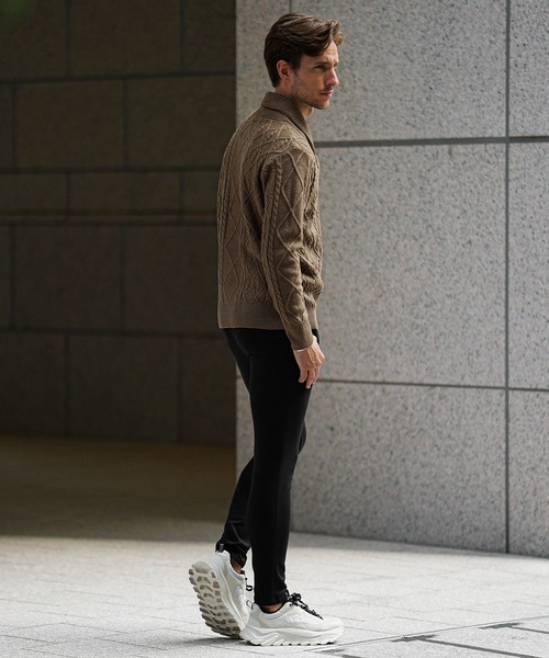 SOMEDIFF（サムディフ）の「【SOMEDIFF】 7GG変わり編みニット メンズ セーター クルーネック Vネック ショールカラー アクリル 春服 冬服（ニット/セーター・メンズ・ホワイト/ブラック/ブルー/ブラック系その他/ブラウン/ブラック系その他2/ネイビー/カーキ/ブラウン系その他・M/L/XL）」の17枚目の写真