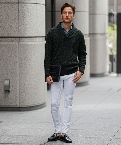 SOMEDIFF（サムディフ）の「【SOMEDIFF】 7GG変わり編みニット メンズ セーター クルーネック Vネック ショールカラー アクリル 春服 冬服（ニット/セーター・メンズ・ホワイト/ブラック/ブルー/ブラック系その他/ブラウン/ブラック系その他2/ネイビー/カーキ/ブラウン系その他・M/L/XL）」の18枚目の写真