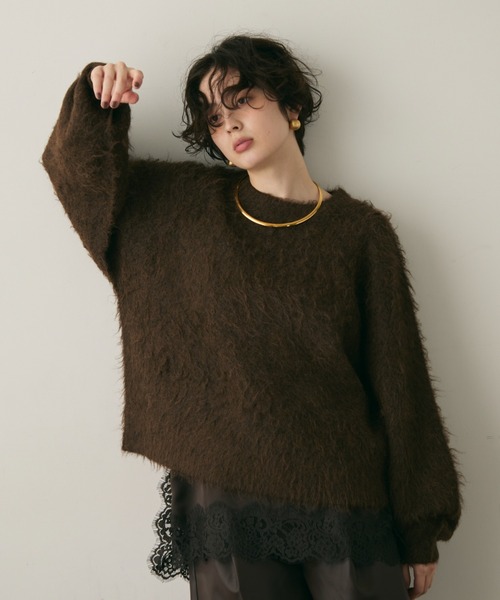 Trish（トリッシュ）の「【ウール混】イエティシャギープルオーバー（ニット/セーター・レディース・ベージュ/ブラウン/チャコールグレー・MEDIUM）」の3枚目の写真