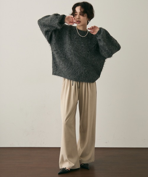 Trish（トリッシュ）の「【ウール混】イエティシャギープルオーバー（ニット/セーター・レディース・ベージュ/ブラウン/チャコールグレー・MEDIUM）」の20枚目の写真