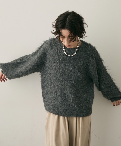 Trish（トリッシュ）の「【ウール混】イエティシャギープルオーバー（ニット/セーター・レディース・ベージュ/ブラウン/チャコールグレー・MEDIUM）」の13枚目の写真