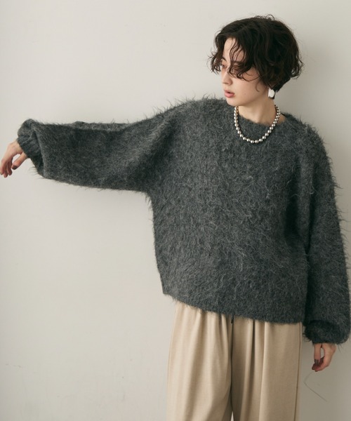 Trish（トリッシュ）の「【ウール混】イエティシャギープルオーバー（ニット/セーター・レディース・ベージュ/ブラウン/チャコールグレー・MEDIUM）」の14枚目の写真