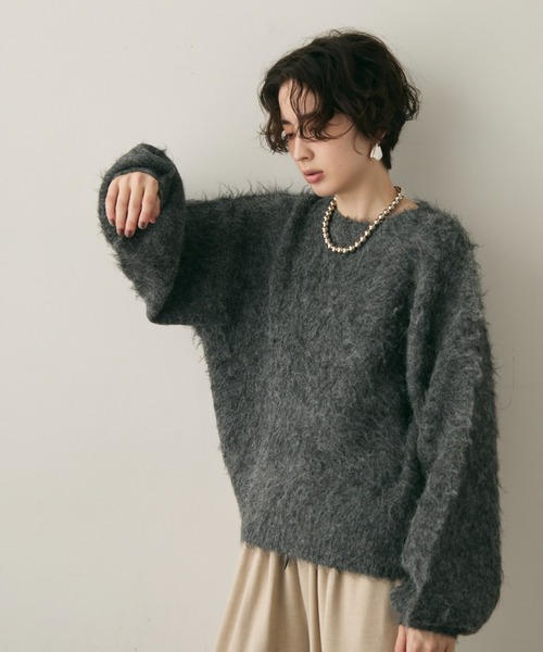 Trish（トリッシュ）の「【ウール混】イエティシャギープルオーバー（ニット/セーター・レディース・ベージュ/ブラウン/チャコールグレー・MEDIUM）」の15枚目の写真