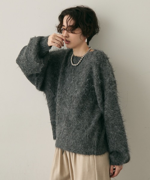 Trish（トリッシュ）の「【ウール混】イエティシャギープルオーバー（ニット/セーター・レディース・ベージュ/ブラウン/チャコールグレー・MEDIUM）」の17枚目の写真