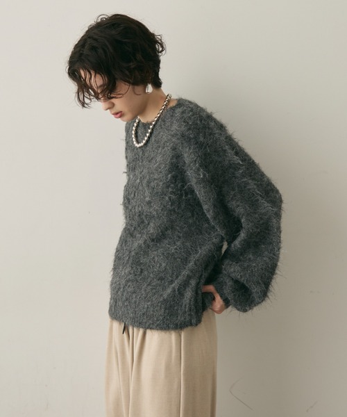 Trish（トリッシュ）の「【ウール混】イエティシャギープルオーバー（ニット/セーター・レディース・ベージュ/ブラウン/チャコールグレー・MEDIUM）」の22枚目の写真