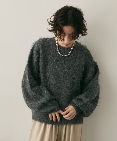 Trish（トリッシュ）の「【ウール混】イエティシャギープルオーバー（ニット/セーター・レディース・ベージュ/ブラウン/チャコールグレー・MEDIUM）」の18枚目の写真