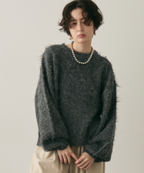 Trish（トリッシュ）の「【ウール混】イエティシャギープルオーバー（ニット/セーター・レディース・ベージュ/ブラウン/チャコールグレー・MEDIUM）」の10枚目の写真