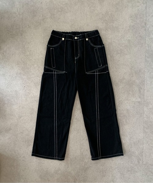 link lot(リンクロット)の「【ウエストゴム】ステッチデザインビッグポケットストレートブラックパンツ(チノパンツ・メンズ・ブラック・M/L)」の13枚目の写真