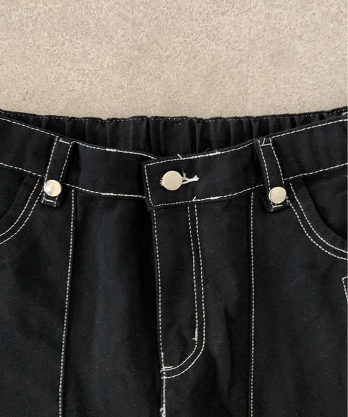 link lot(リンクロット)の「【ウエストゴム】ステッチデザインビッグポケットストレートブラックパンツ(チノパンツ・メンズ・ブラック・M/L)」の15枚目の写真