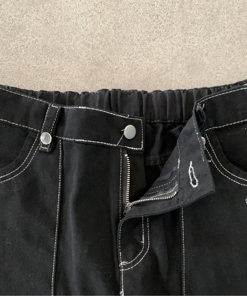 link lot(リンクロット)の「【ウエストゴム】ステッチデザインビッグポケットストレートブラックパンツ(チノパンツ・メンズ・ブラック・M/L)」の16枚目の写真
