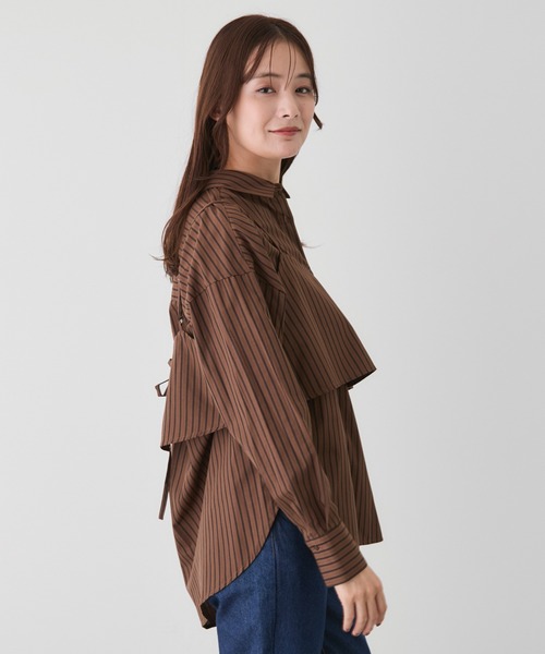 Jayro(ジャイロ)の「TCブロードキャミ+シャツセット(シャツ/ブラウス・レディース・ダークブラウン/ホワイト系その他2・M)」の18枚目の写真