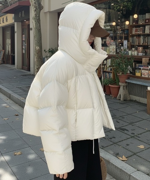 セール】ダウンジャケット レディース 韓国風 ショート丈 フード付き