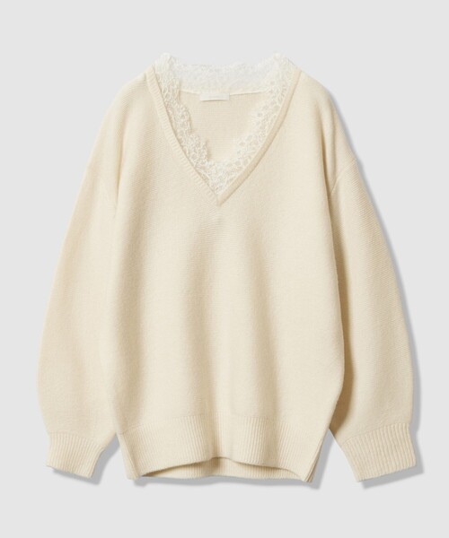 allureville(アルアバイル)の「レースドッキングプルオーバー(ニット/セーター・レディース・オフホワイト/グレー系その他・2)」の5枚目の写真