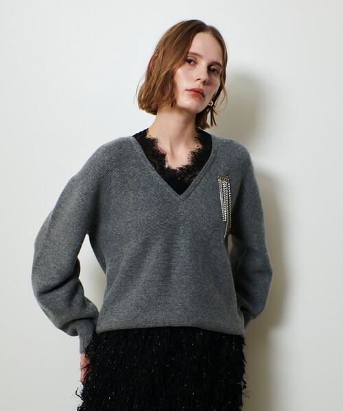 allureville(アルアバイル)の「レースドッキングプルオーバー(ニット/セーター・レディース・オフホワイト/グレー系その他・2)」の9枚目の写真