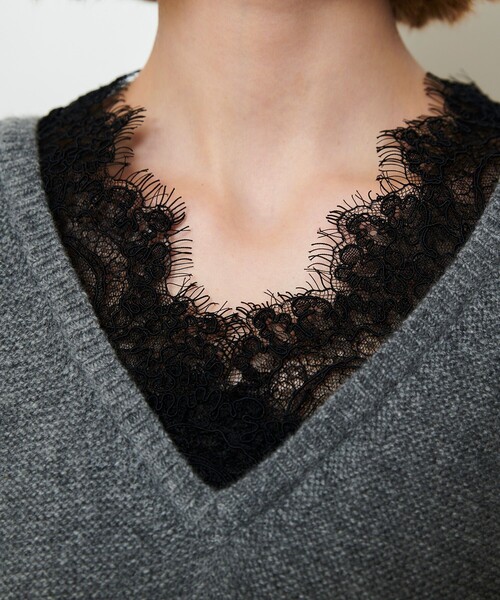 allureville(アルアバイル)の「レースドッキングプルオーバー(ニット/セーター・レディース・オフホワイト/グレー系その他・2)」の12枚目の写真