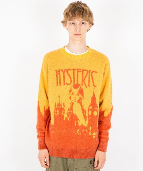 HYSTERIC GLAMOUR（ヒステリックグラマー）の「LONDON CALLINGジャカード セーター（ニット/セーター・メンズ・ブラック/ベージュ/オレンジ・SMALL/MEDIUM/LARGE/X-LARGE）」の6枚目の写真