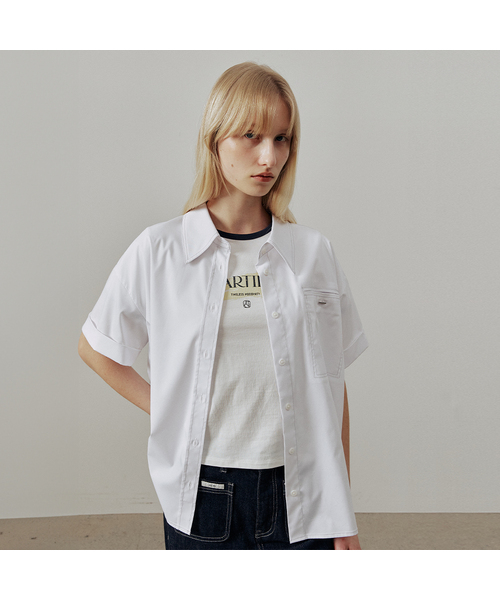 ARTID(アルティーダ)の「ステッチポイントリンクルフリー半袖シャツ_ホワイト(シャツ/ブラウス・レディース・ホワイト・FREE)」の1枚目の写真