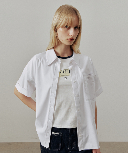ARTID(アルティーダ)の「ステッチポイントリンクルフリー半袖シャツ_ホワイト(シャツ/ブラウス・レディース・ホワイト・FREE)」の2枚目の写真
