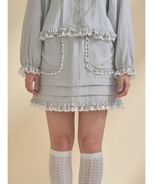 merry jenny（メリージェニー）の「sugar frill ミニスカート（スカート・レディース・オフホワイト/ライトブルー/ブラック・FREE）」の3枚目の写真