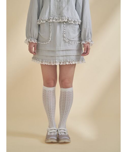 merry jenny（メリージェニー）の「sugar frill ミニスカート（スカート・レディース・オフホワイト/ライトブルー/ブラック・FREE）」の18枚目の写真