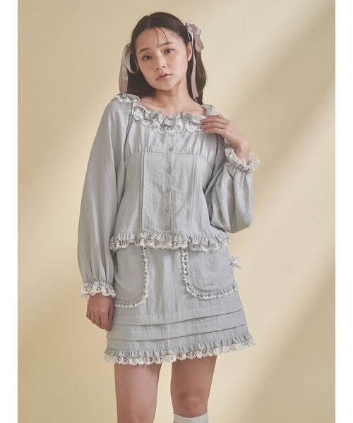 merry jenny（メリージェニー）の「sugar frill ミニスカート（スカート・レディース・オフホワイト/ライトブルー/ブラック・FREE）」の21枚目の写真