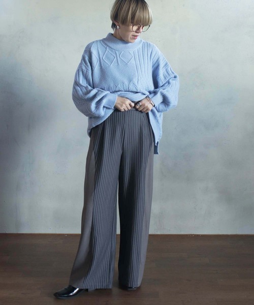 セール】カーブコンビワイドパンツ（スラックス）｜kese-moi（ケセモイ