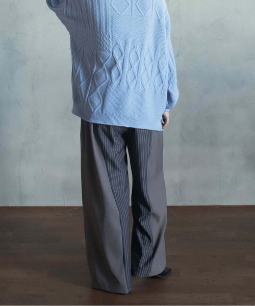 セール】カーブコンビワイドパンツ（スラックス）｜kese-moi（ケセモイ